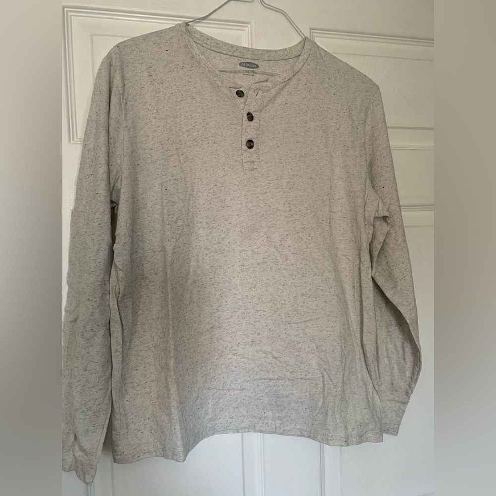 Old Navy Men's L Speckled Long Sleeve Henley Shirt 2 (bonus)  Cream/Beige